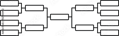 Vector illustration of a blank single-elimination tournament bracket with 4 entries on each side. Ideal for sports competitions, esports events, gaming tournaments, school or office contests.