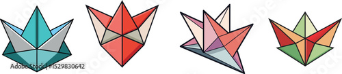 Origami Paper Flat Illustration Simple Folded Art Vector in Flat Style