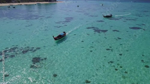 Wallpaper Mural Tropical Island Boat Aerial View, Turquoise Water, Shallow Reef Torontodigital.ca