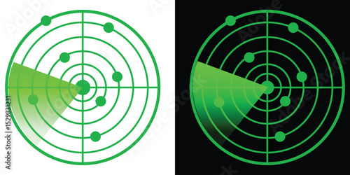 Radar display icon vector design Silhouette of radar display symbol and sign. Vector illustration.