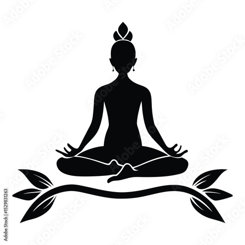 Minimalist Yoga Pose Silhouette Vector