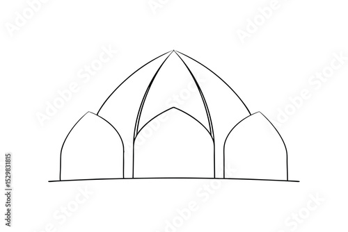 Simple line drawing of lotus temple iconic architecture