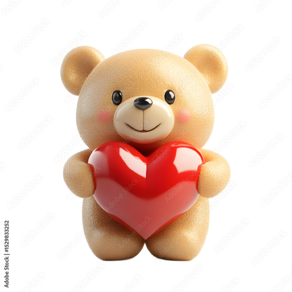 Cute teddy bear holding a heart, perfect for Valentine's Day. Cute teddy bear holding a heart, perfect for Valentine's Day.