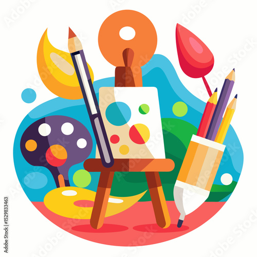 International Artist Day Vector Art Tools Palette Paintbrush White Background