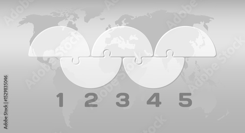 Five steps line infographic, puzzle diagram