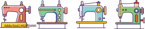 Minimalist Sewing Machine Flat Illustration Tailoring & Embroidery Vector Art
