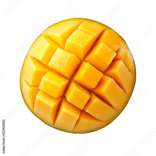 Top view of a diced mango.