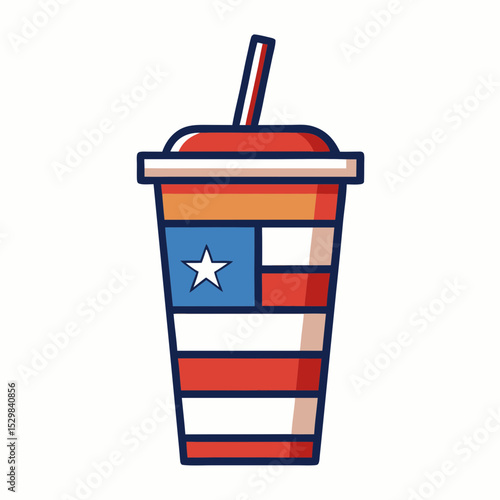 Patriotic Soda Cup Icon with Stripes and a Star Graphic Design