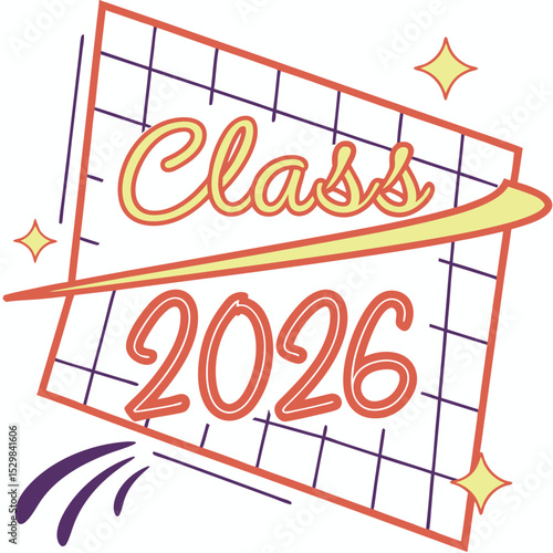 Class of 2026 retro graduation design
