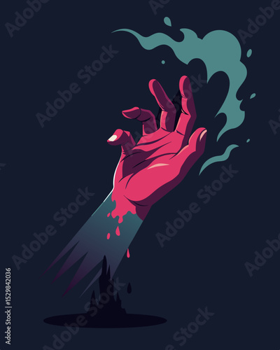 As the hand tightened its grip everything else faded into oblivion leaving only its dark presence and its manipulative grasp.. Vector illustration