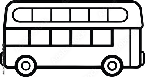 double decker bus icon line art vector illustration on transparent background