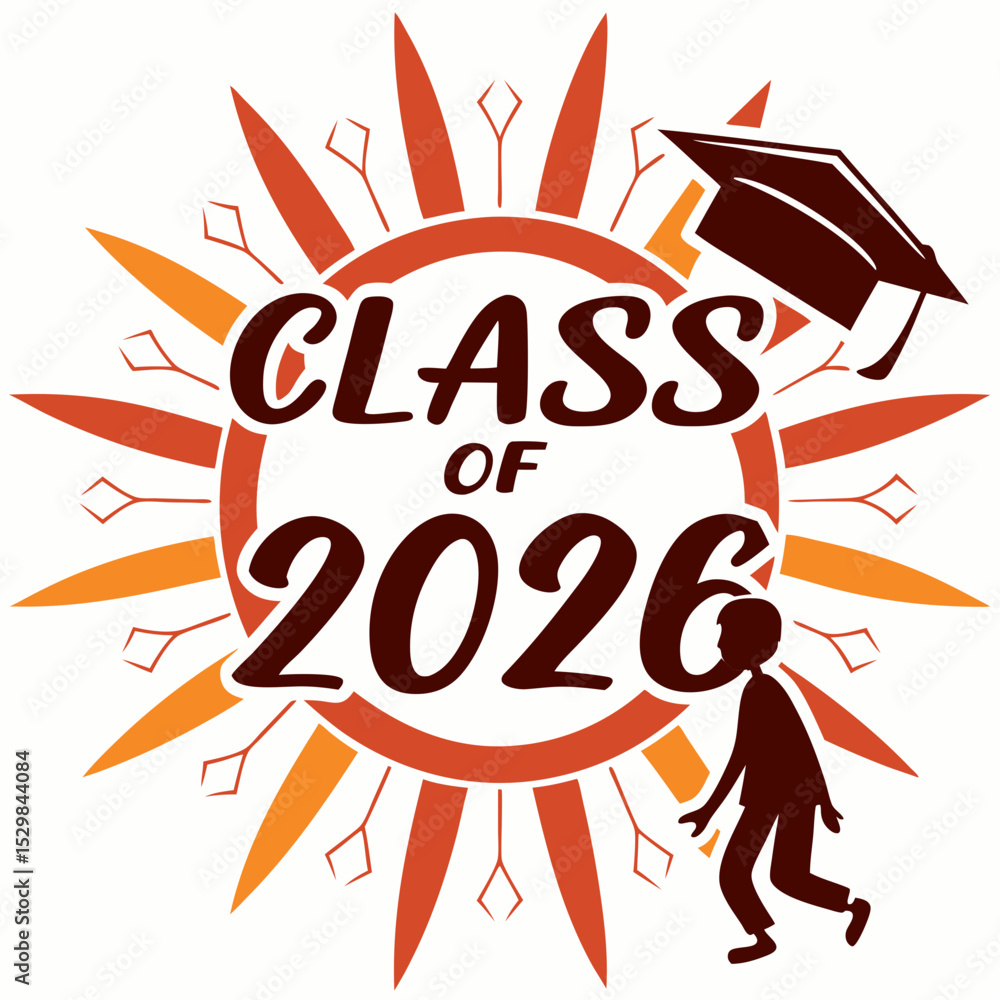 Fototapeta premium Class of 2026 graduation sunburst design