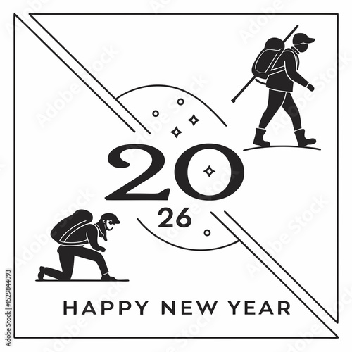 Happy new year 2026 travelers minimalist design