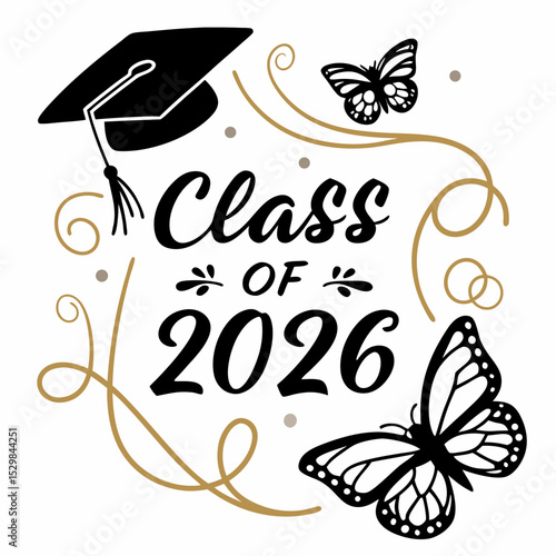 Class of 2026 graduation butterflies design
