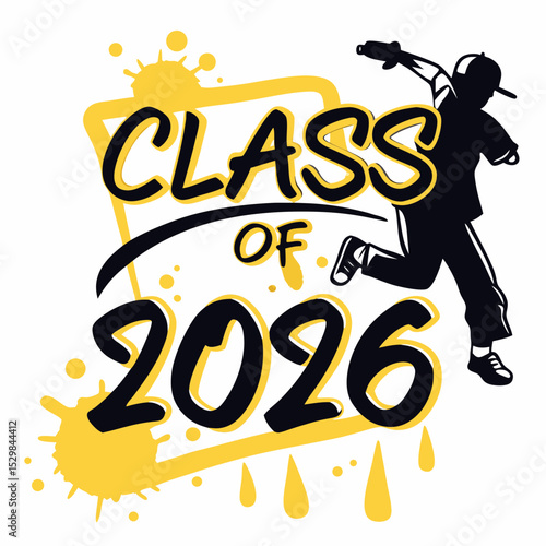 Class of 2026 graduation design yellow black