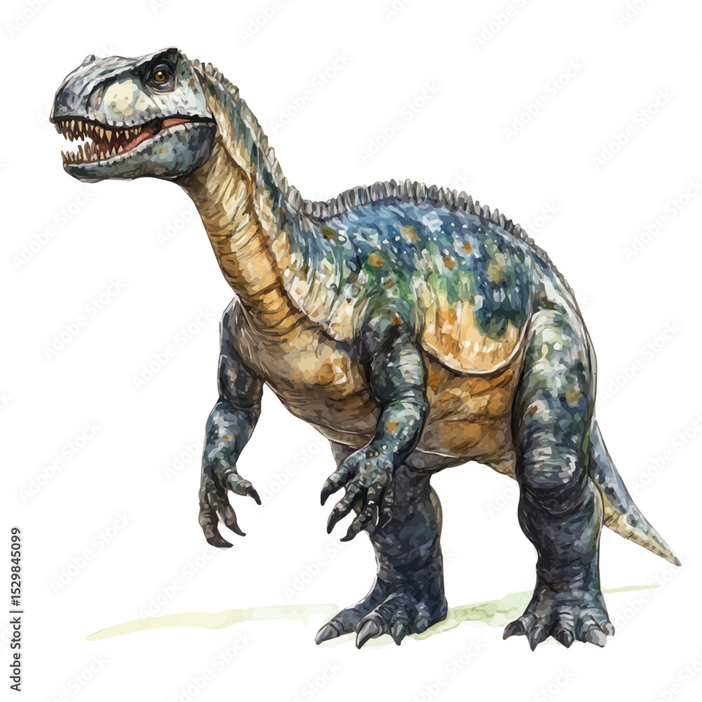 Obraz premium Iguanodon, watercolor drawing vector, isolated on a white background.