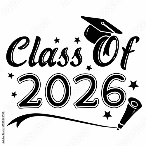 Class of 2026 graduation design vector graphic