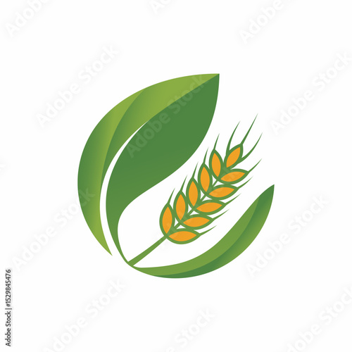 Wheat and leaf logo for agricultural and organic products