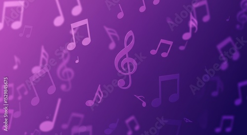 Abstract Background Purple Music Notes Pattern Melody Song Illustration