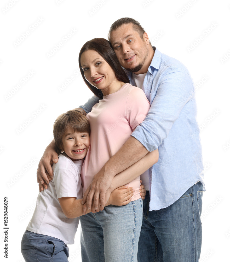 Portrait of lovely family on white background Portrait of lovely family on white background