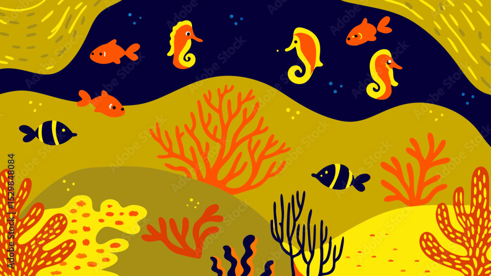 Naklejka premium Underwater & Boho Earth Tone Background Set – Cute Ocean Scene & Abstract Aesthetic Vector Pack
