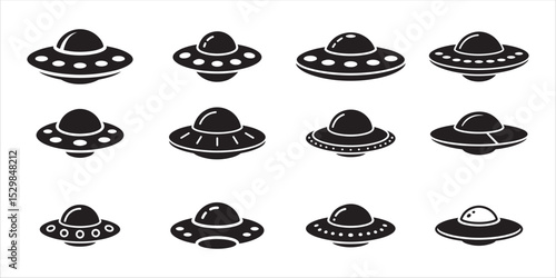UFO icon set vector on white background.