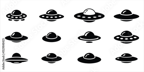 UFO icon set vector on white background.