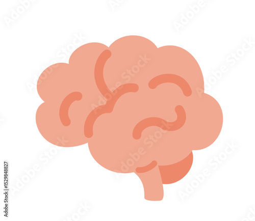 可愛くてシンプルな脳モデルのベクターイラストアイコン(Cute and Simple Vector Illustration Icon of Brain Model)