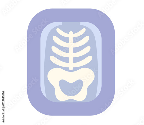 可愛くてシンプルな体のレントゲン写真のベクターイラストアイコン(Cute and Simple Vector Illustration Icon of X-ray Image)