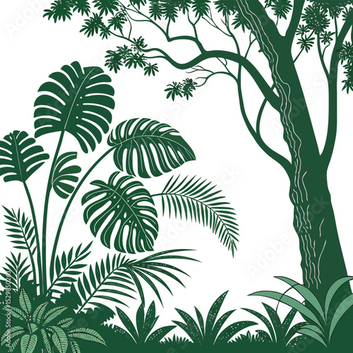 green tropical forest plants  tropic jungle  cutou.eps