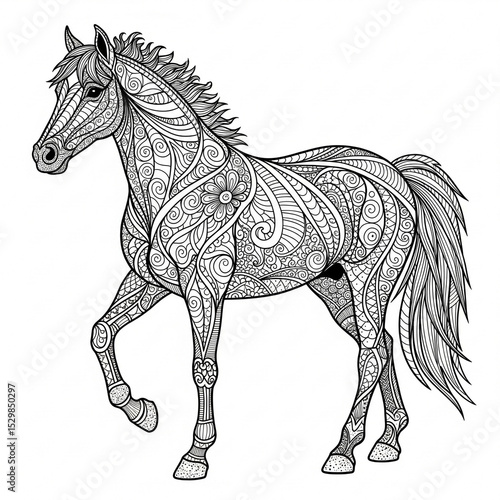 Zentangle Horse Coloring Page