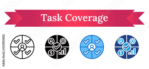 Task Coverage Multi Style Icon - Person at the center with surrounding checkmarks, symbolizing complete responsibility or balanced task completion