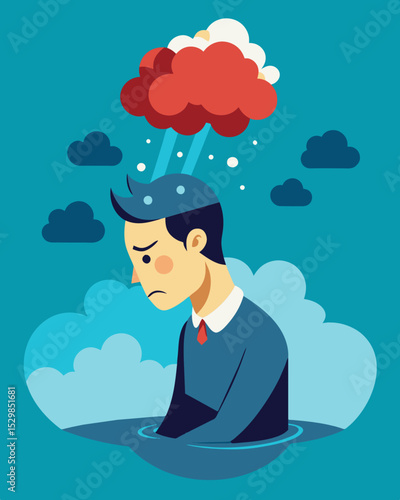 Despite their best efforts to drown out the negative echoes they still lingered in the back of their mind a constant reminder of their insecurities.. Vector illustration