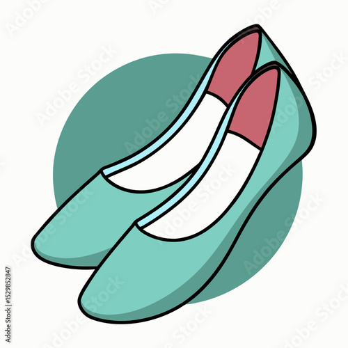 Chic teal ballet flats with pink accents in a modern design