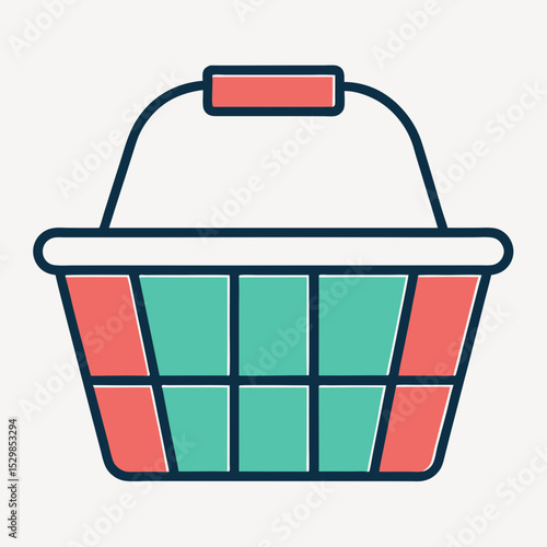 Graphic Icon of Shopping Basket, a symbol for commerce and purchasing