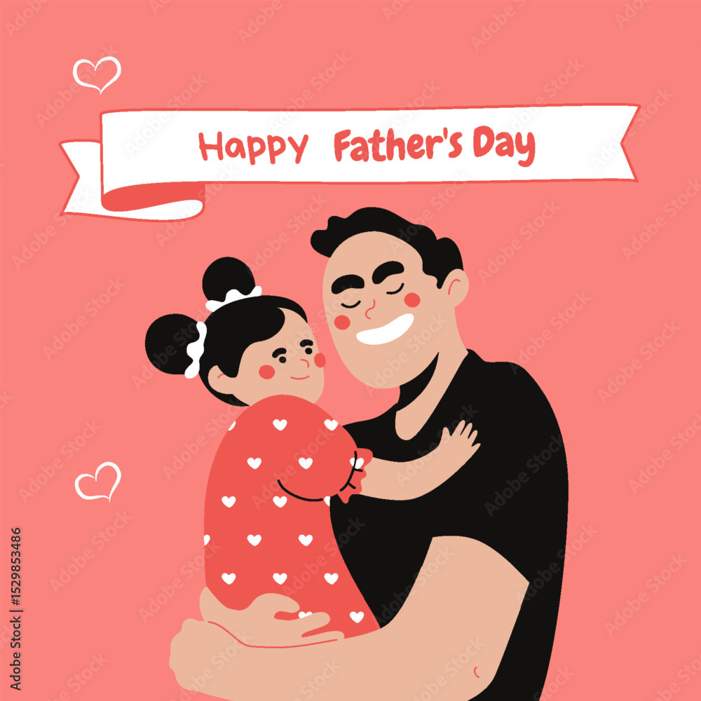 Daughter and Father Illustration Happy Father's Day Instagram Post Daughter and Father Illustration Happy Father's Day Instagram Post