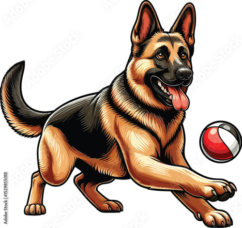 A German Shepherd dog vector illustration