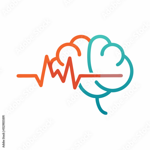 World Stroke Day Vector Brain Heartbeat Awareness White Background