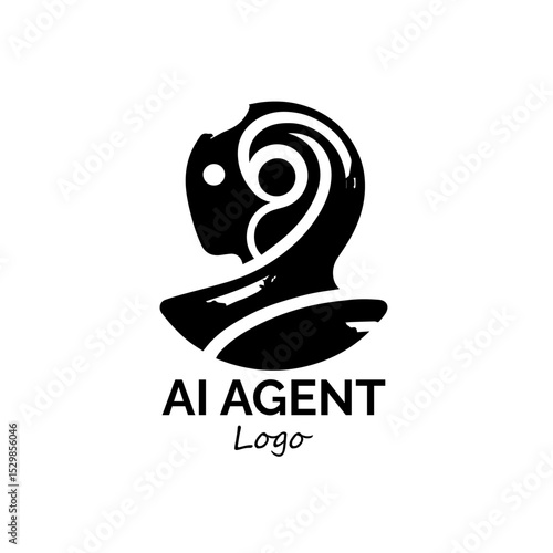 AI Agent Logo: A minimalist logo of AI agent is suitable for digital marketing and Artificial Intelligence.