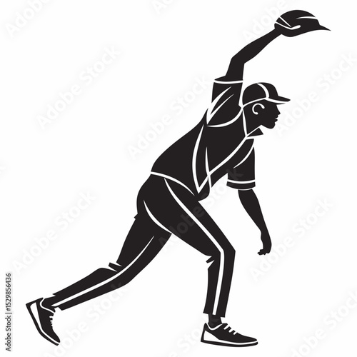 Cricket bowler silhouette dynamic action pose