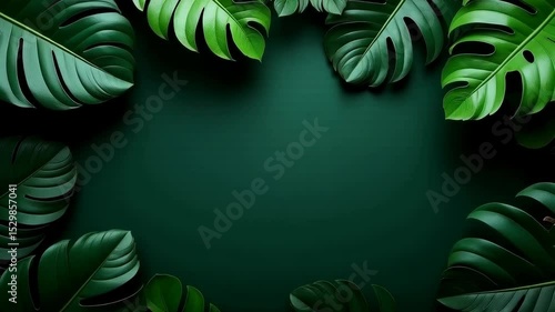 Bright green leaves on a dark background