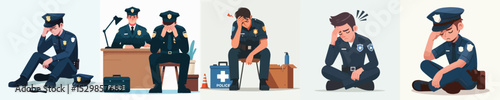 set of dizzy police vectors
