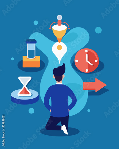 The individual must make splitsecond decisions as they navigate through a maze of deadlines and expectations.. Vector illustration