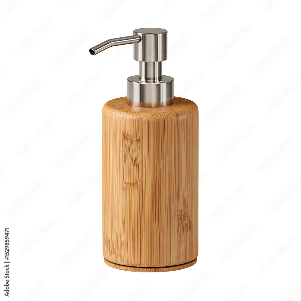 Obraz premium Premium bamboo soap dispenser, eco-friendly design for bathroom or kitchen use - Isolated on a white background.
