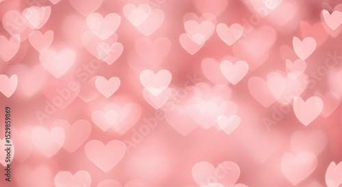 Romantic blush pink hearts bokeh background perfect for Valentines Day cards and designs