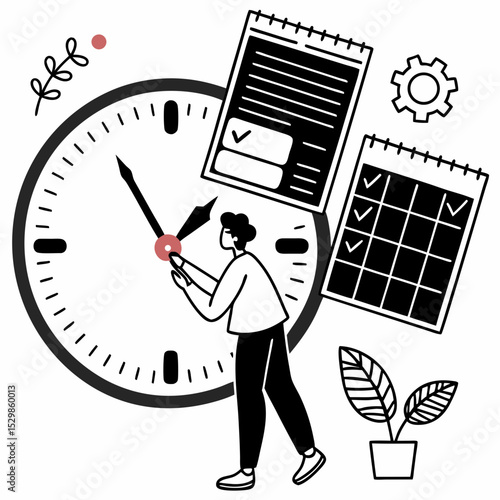 Person adjusting clock time management schedule planning
