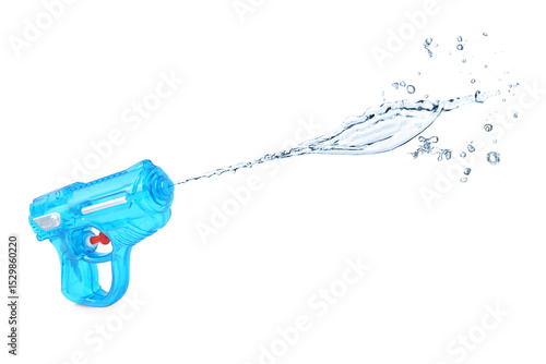 Water gun with jet on white background