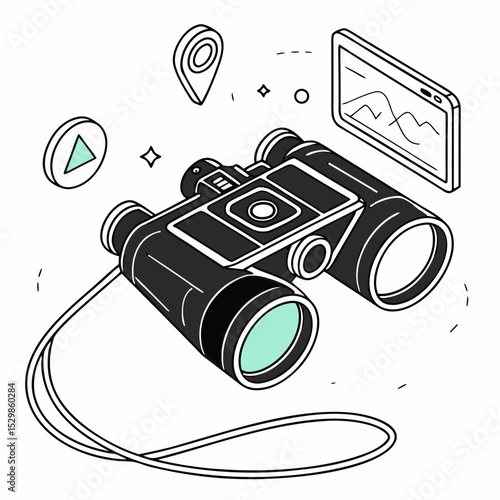 Binoculars smartphone location exploration adventure