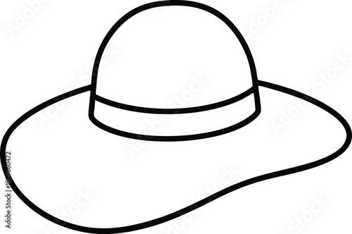 sun hat icon line art vector illustration on transparent background