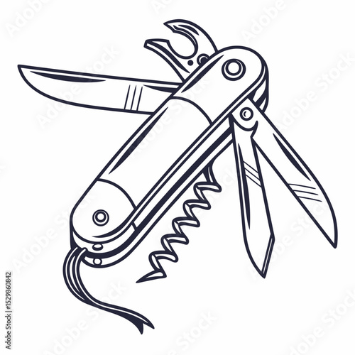 Professional swiss army knife illustration, transparent background